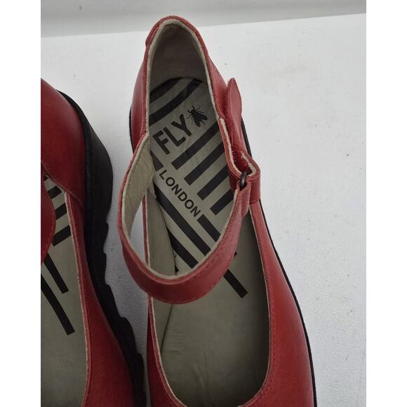 FLY London Leather Closed Toe Ankle Strap Shoes Red VILY161FLY Sz 42 US 11 - Picture 4 of 12